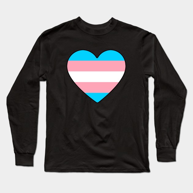 Trans Pride Heart Long Sleeve T-Shirt by LittleGreenHat